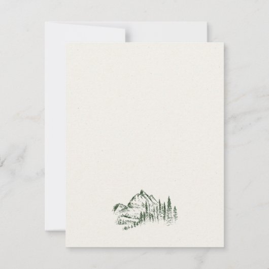 Details groene Bossen bergen schetsen bruiloft Kaart (Achterkant)