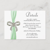 Details groene ribbon Diamond Bow Wedding Informatiekaartje (Voorkant)