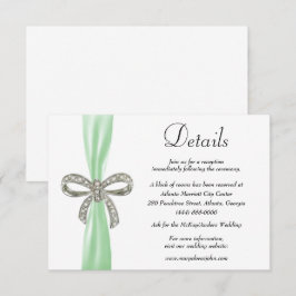 Details groene ribbon Diamond Bow Wedding Informatiekaartje