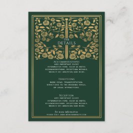 Details groene Royal Medieval Sword Wedding Informatiekaartje