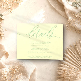 Details Handtekening Eenvoudig Pistache & Crème RSVP Kaartje