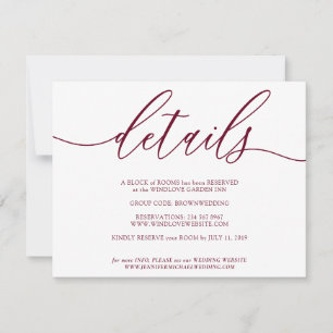 Details Handtekening Simple Burgundy RSVP Kaartje
