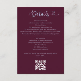 Details Hart QR Code RSVP Trouwkaart Bijlage
