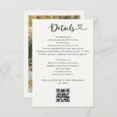 Details Heart QR Code RSVP Wedding  Enclosure Card Informatiekaartje (Voorkant / Achterkant)