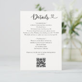 Details Heart QR Code RSVP Wedding  Enclosure Card Informatiekaartje (Staand voorkant)