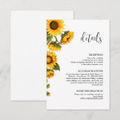 Details heldere zonnebloemen minimalistisch informatiekaartje (Voorkant / Achterkant)