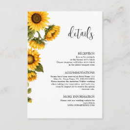 Details heldere zonnebloemen minimalistisch informatiekaartje