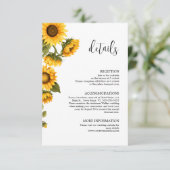 Details heldere zonnebloemen minimalistisch informatiekaartje (Staand voorkant)