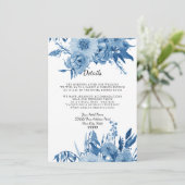 Details Hotel Accommodations Blue in White Floral Kaart (Staand voorkant)
