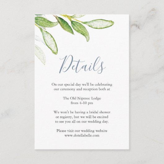 Details Huwelijksverblijf Kaart Waterverf Bladeren (Voorkant)