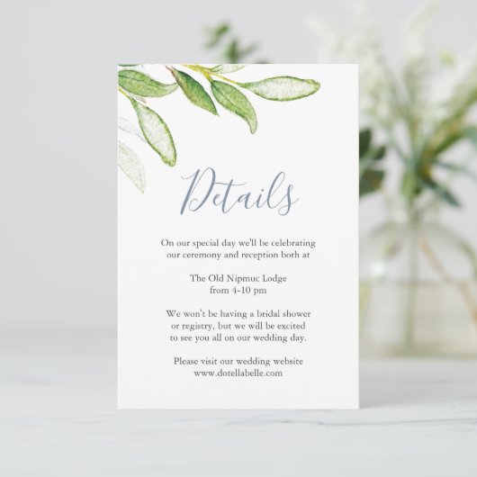 Details Huwelijksverblijf Kaart Waterverf Bladeren (Staand voorkant)