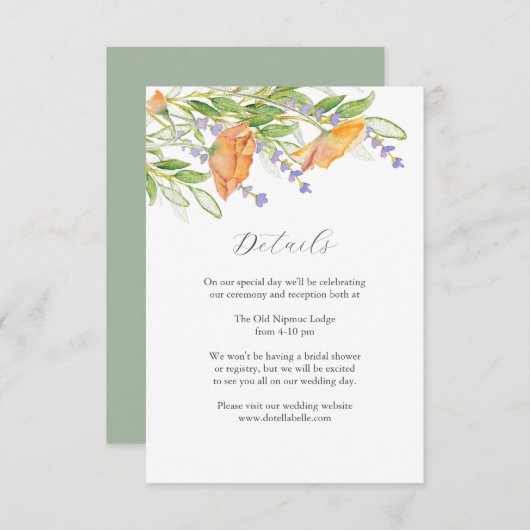 Details Huwelijksverblijf Kaart Wildflower Thema (Voorkant / Achterkant)