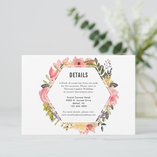 Details/informatie over het Lijst van Floral Informatiekaartje (Staand voorkant)