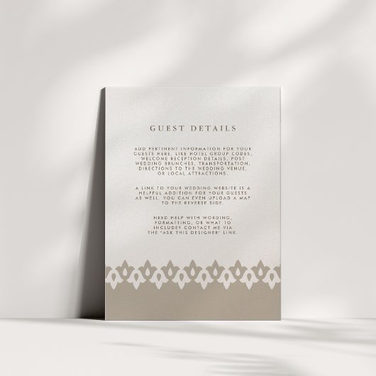 Details Kaart Arabesque Wedding Guest | Champagne