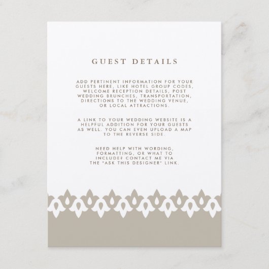 Details Kaart Arabesque Wedding Guest | Champagne (Voorkant)