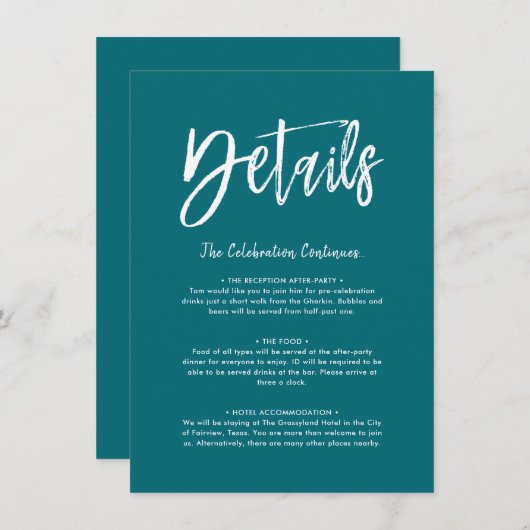 Details Kaart | Blauwgroen script (Voorkant / Achterkant)