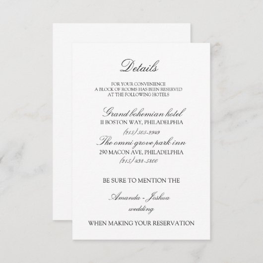 details kaart bruiloft-uitnodigingspakket (Voorkant / Achterkant)