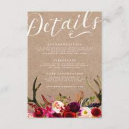 DETAILS KAART | Elegante Bloemen Boho Rustiek gewe