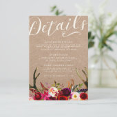 DETAILS KAART | Elegante Bloemen Boho Rustiek gewe (Staand voorkant)