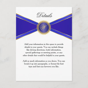 Details Kaart Royal Blue Elegance met Monogram