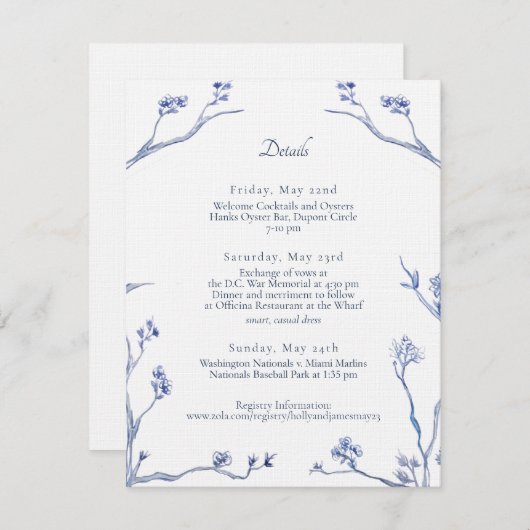 Details kaart voor Holly en James DC bruiloft (Voorkant / Achterkant)