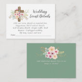 Details katholieke bruiloft - Roze zandlopers Informatiekaartje (Voorkant / Achterkant)