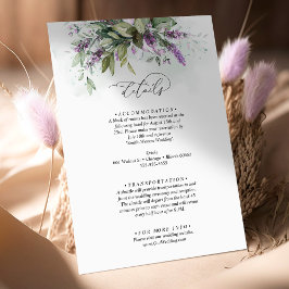 Details lavender Greenery Script Wedding Informatiekaartje