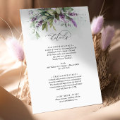 Details lavender Greenery Script Wedding Informatiekaartje