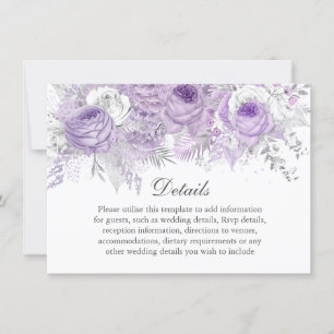 Details lavender Paarse Silver Flower Wedding Deta Kaart