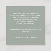 Details legant Sage Green QR Code Weddenschap Informatiekaartje (Achterkant)