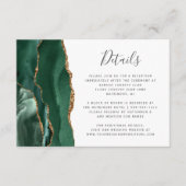 Details marald Green Gold Agate Wedding Informatiekaartje (Voorkant)