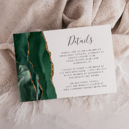 Details marald Green Gold Agate Wedding Informatiekaartje