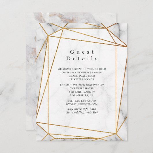 Details marmer Wedding Guest Informatiekaartje (Voorkant / Achterkant)