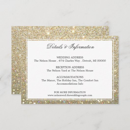 Details & meer informatie - Gold Glit Fab Informatiekaartje (Voorkant / Achterkant)