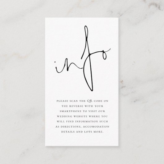 Details mini modern script Info QR Code Weddenscha Informatiekaartje (Voorkant)