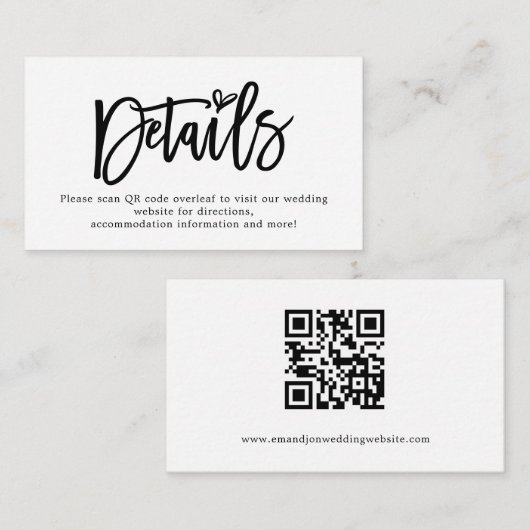 Details mini Script QR Code Weddenschap Informatiekaartje (Voorkant / Achterkant)