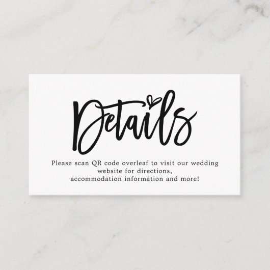 Details mini Script QR Code Weddenschap Informatiekaartje (Voorkant)