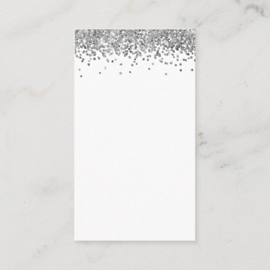 Details mini Silver Glitter QR-code Weddenschap Informatiekaartje (Achterkant)