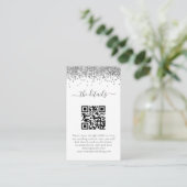 Details mini Silver Glitter QR-code Weddenschap Informatiekaartje (Staand voorkant)