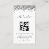 Details mini Silver Glitter QR-code Weddenschap Informatiekaartje (Voorkant)
