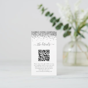 Details mini Silver Glitter QR-code Weddenschap Informatiekaartje