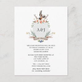 Details Monogram Woodland Crest Wedding Guest Informatiekaartje