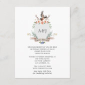 Details Monogram Woodland Crest Wedding Guest Informatiekaartje (Voorkant)