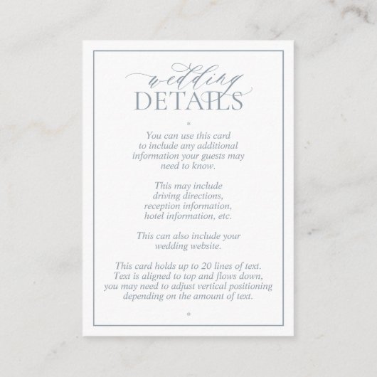 Details mosterd Blue Leafy Crest Monogram Weddensc Informatiekaartje (Achterkant)