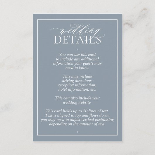 Details mosterd Blue Leafy Crest Monogram Weddensc Informatiekaartje (Achterkant)