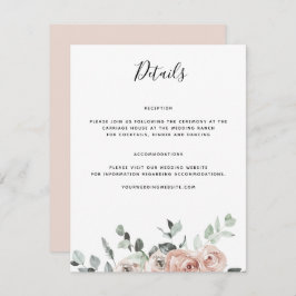 Details mosterd roze bruiloft informatiekaartje