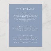 Details mosterdblauw huwelijk informatiekaartje (Voorkant)