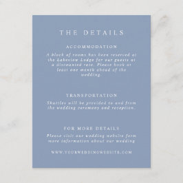 Details mosterdblauw huwelijk informatiekaartje