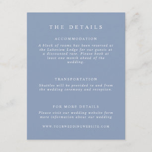 Details mosterdblauw huwelijk informatiekaartje