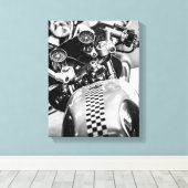 Details motorfiets Biker Rider Canvas Afdruk (Insitu (Houten vloer))